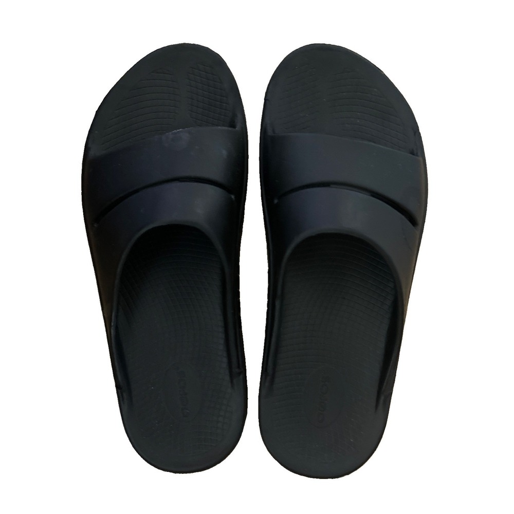 OOFOS Slide Sandals Lightweight - Original Recovery Footwear - M13 W15 - Black